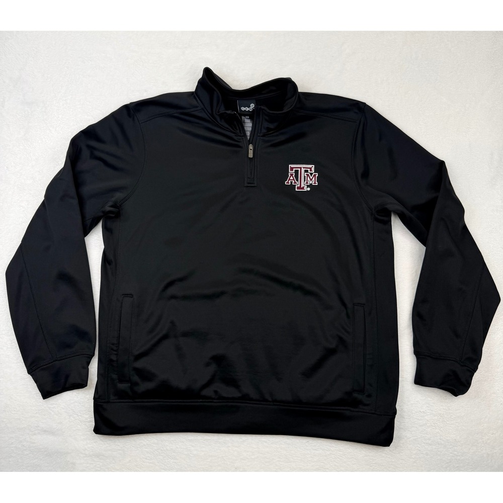 Gen2 Texas A&M Aggies Mens XL Black Quarter Zip Fleece Pullover Jacket ATM Logo